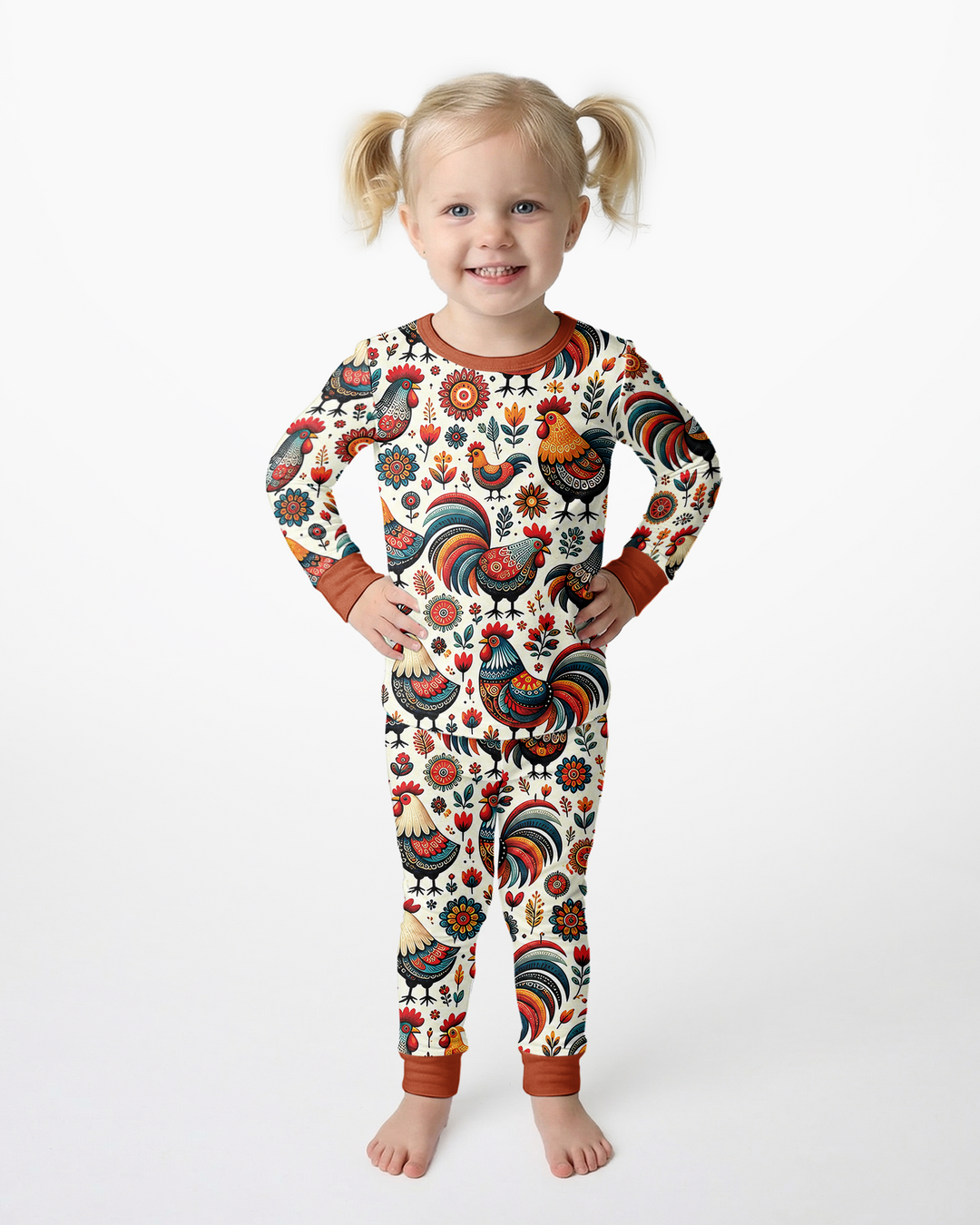 Country Chickens Bamboo Two Piece Long Sleeve Pajama Set