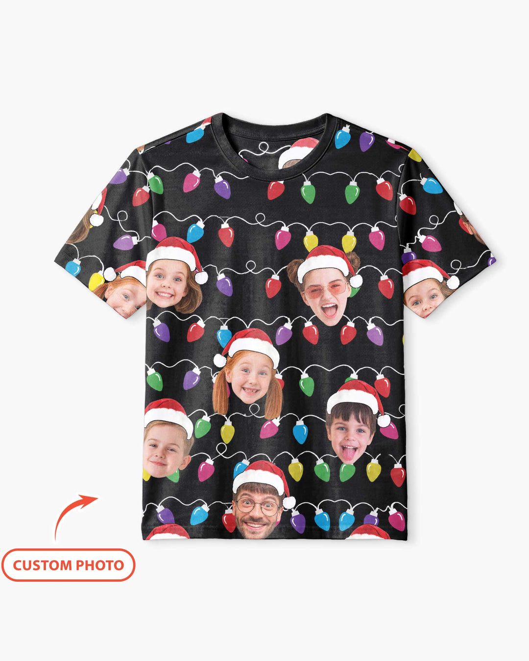 Custom Face Christmas Family Silly Xmas Leds Bamboo Men Short Sleeve Short Pajama Set