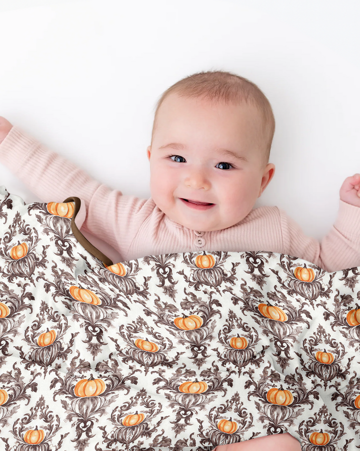 Pumpkin Toile Family Matching Bamboo Blanket