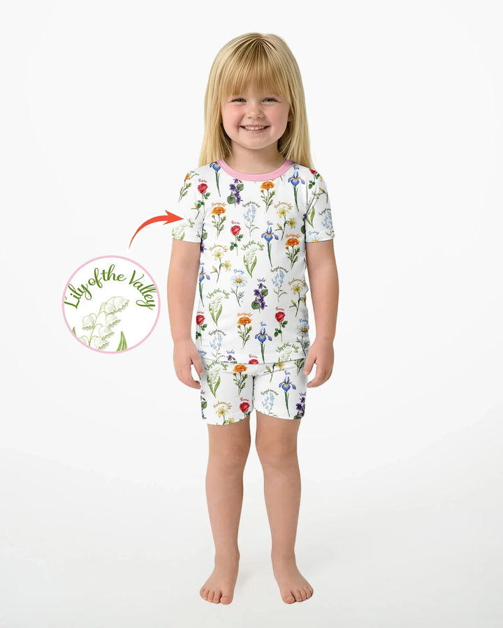 Marian Garden Bamboo Two Piece Short Sleeve Shorts Pajama Set