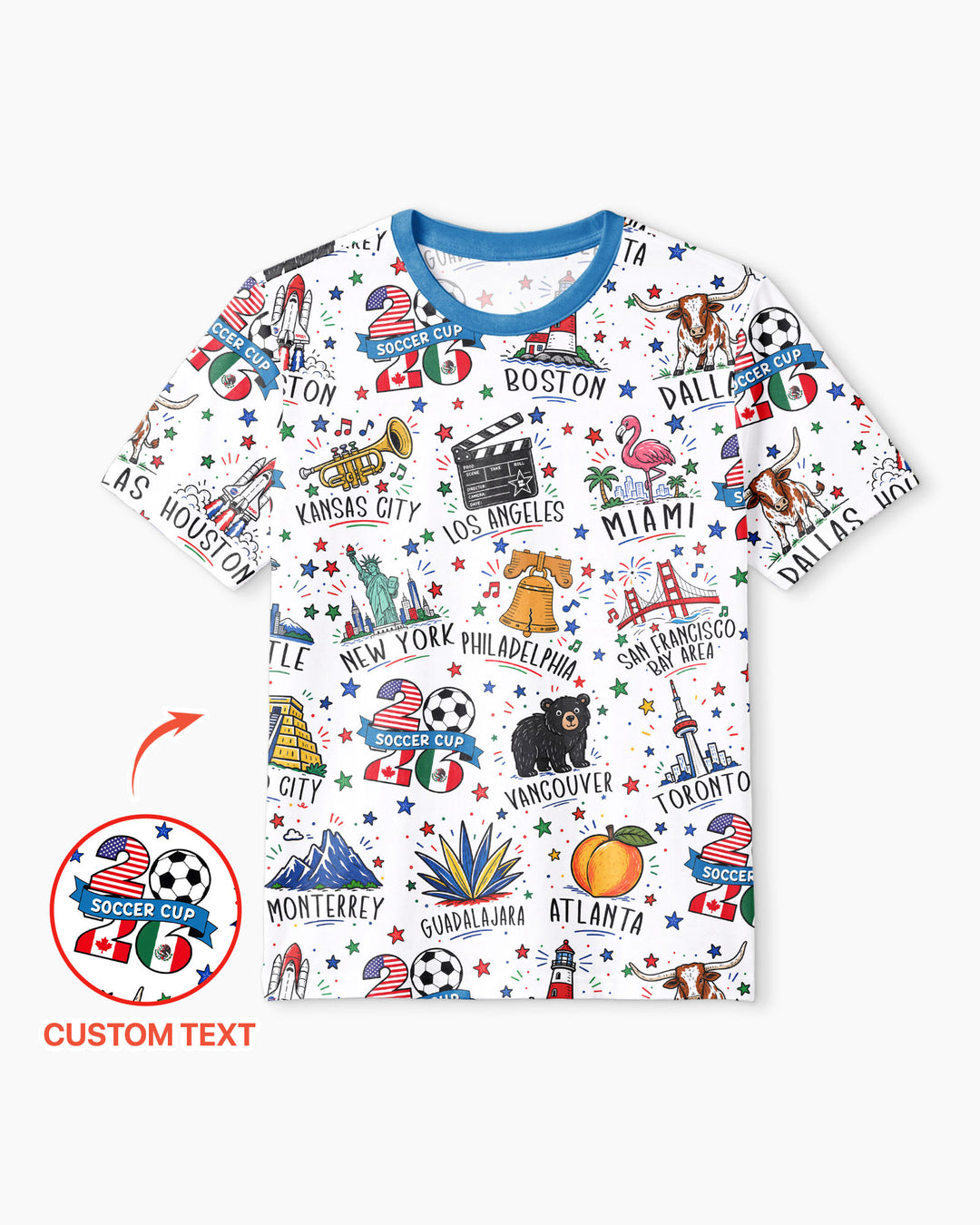 2026 Soccer Cup Host Citties Bamboo Men Short Sleeve Short Pajama Set