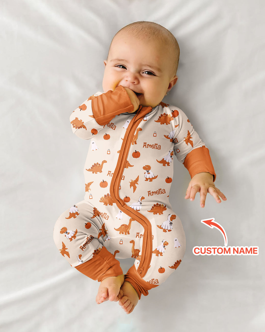 Custom Name Spooky Dinosaur Halloween - Personalized Bamboo Convertible Zippy