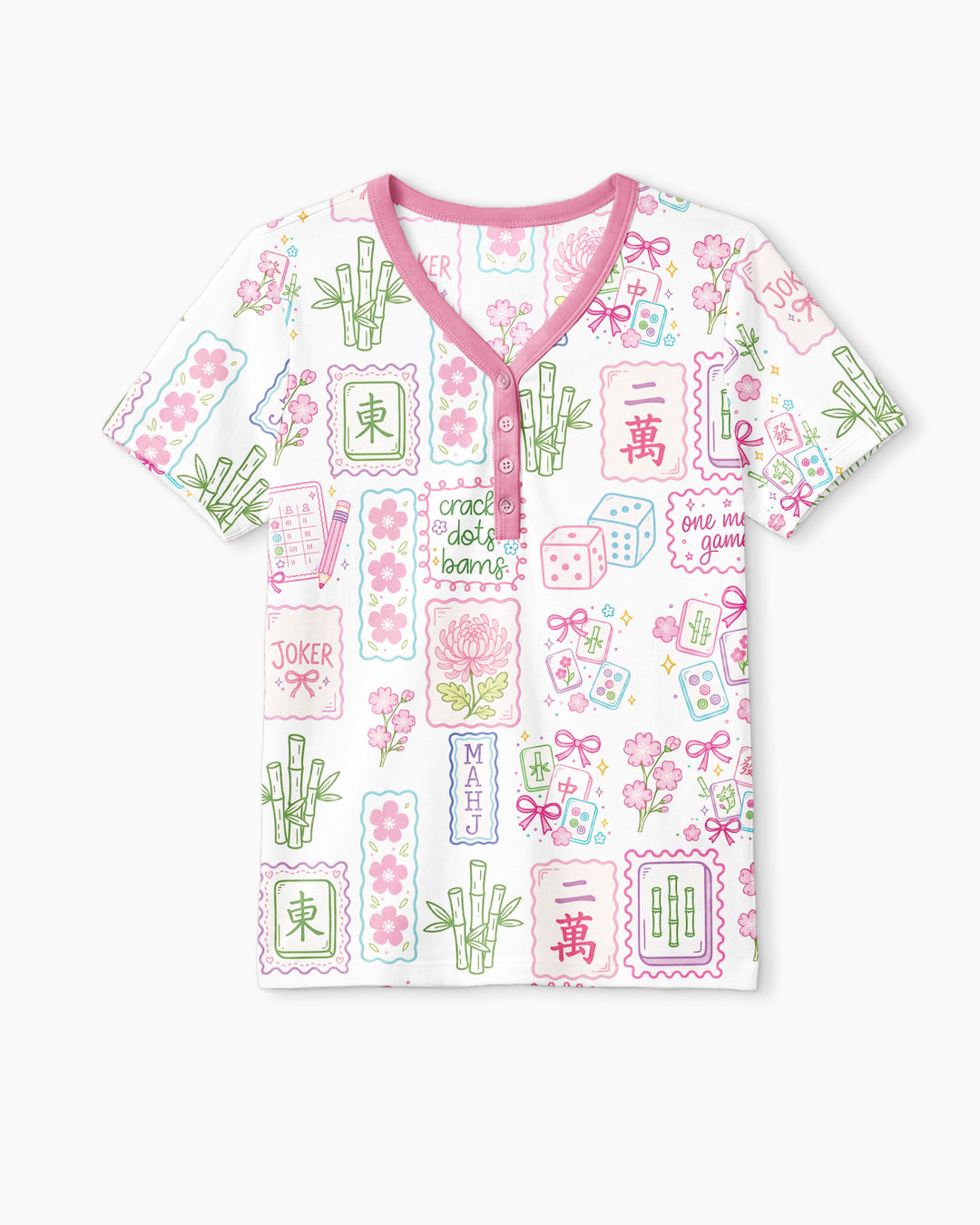 Cracks, Dots & Bams Mommy & Me Matching Bamboo Women Short Sleeve Short Pajama Set