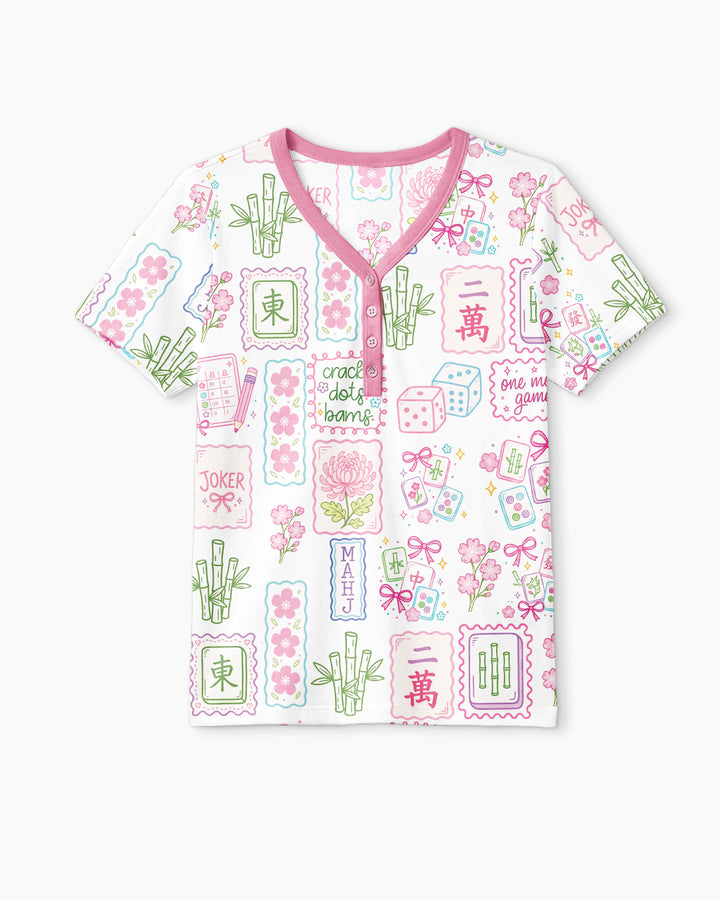 Cracks, Dots & Bams Mommy & Me Matching Bamboo Women Short Sleeve Short Pajama Set