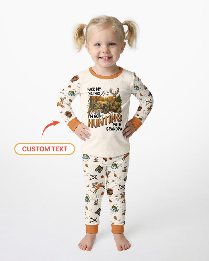 Personalized Pack My Diapers I'm Going Hunting Bamboo Two Piece Long Sleeve Pajama Set