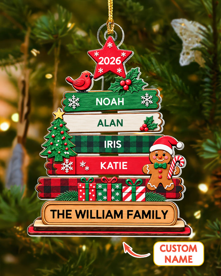 Custom Family Book Tree 1-Side Photo Acrylic Ornament