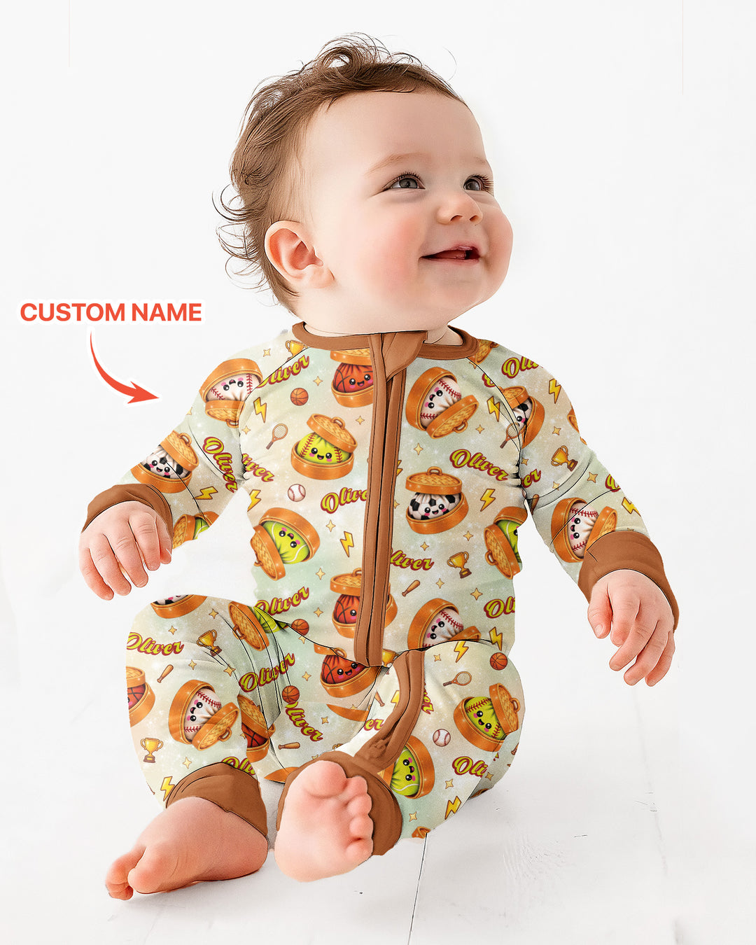 Custom Name Sports Dumpling Bamboo Convertible Zippy