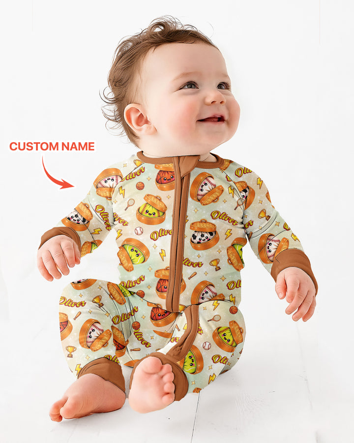 Custom Name Sports Dumpling Bamboo Convertible Zippy