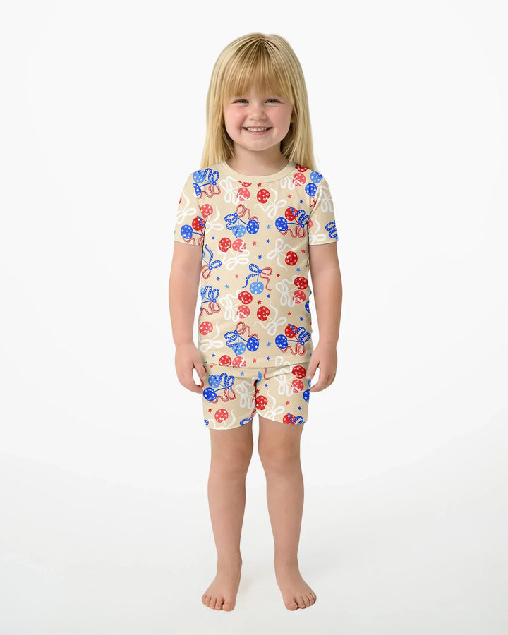 Cherry America 4th of July Bamboo Two Piece Short Sleeve Shorts Pajama Set