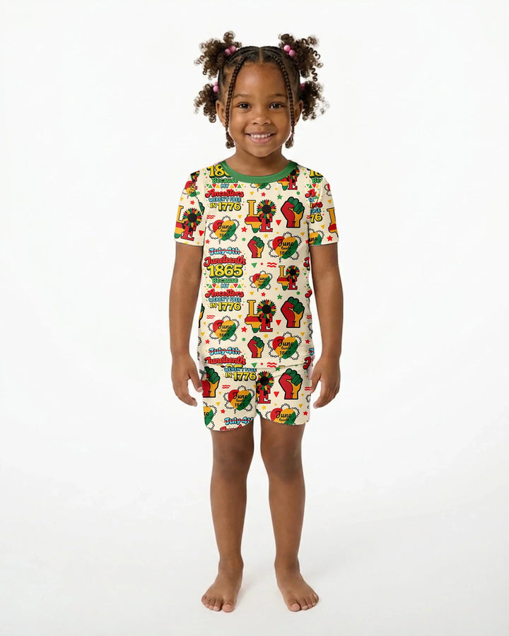 Juneteenth 1865 Because My Ancestors Weren't Free In 1776 Bamboo Two Piece Short Sleeve Shorts Pajama Set