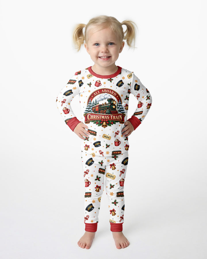 All Aboard Christmas Express Bamboo Two Piece Long Sleeve Pajama Set