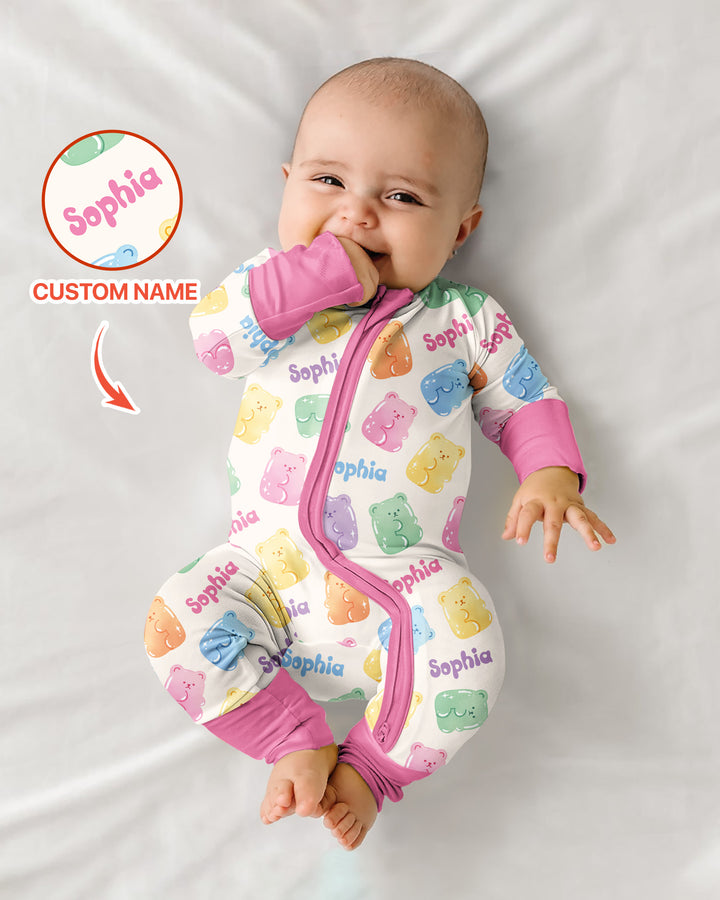 Kawaii Jelly Gummy Bears Custom Name Bamboo Convertible Zippy