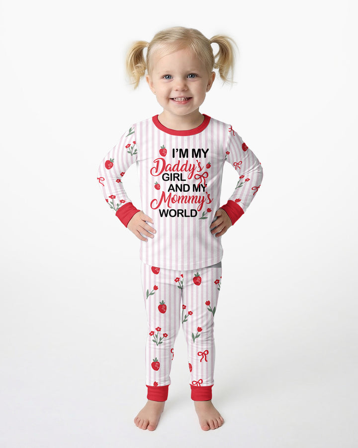 I'm My Daddy's Girl And My Mommy's World Bamboo Two Piece Long Sleeve Pajama Set