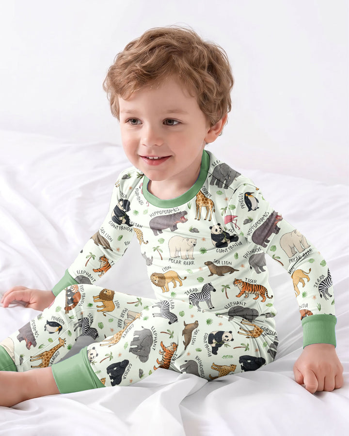 Safari Animals Bamboo Two Piece Long Sleeve Pajama Set