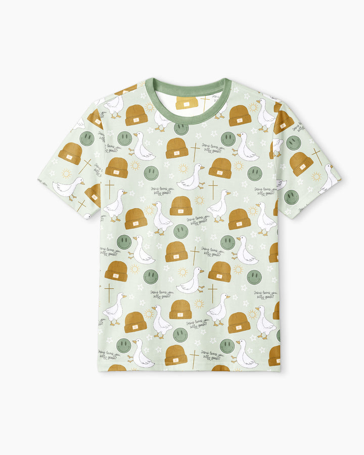 Jesus Loves You Silly Goose Bamboo Men Short Sleeve Short Pajama Set