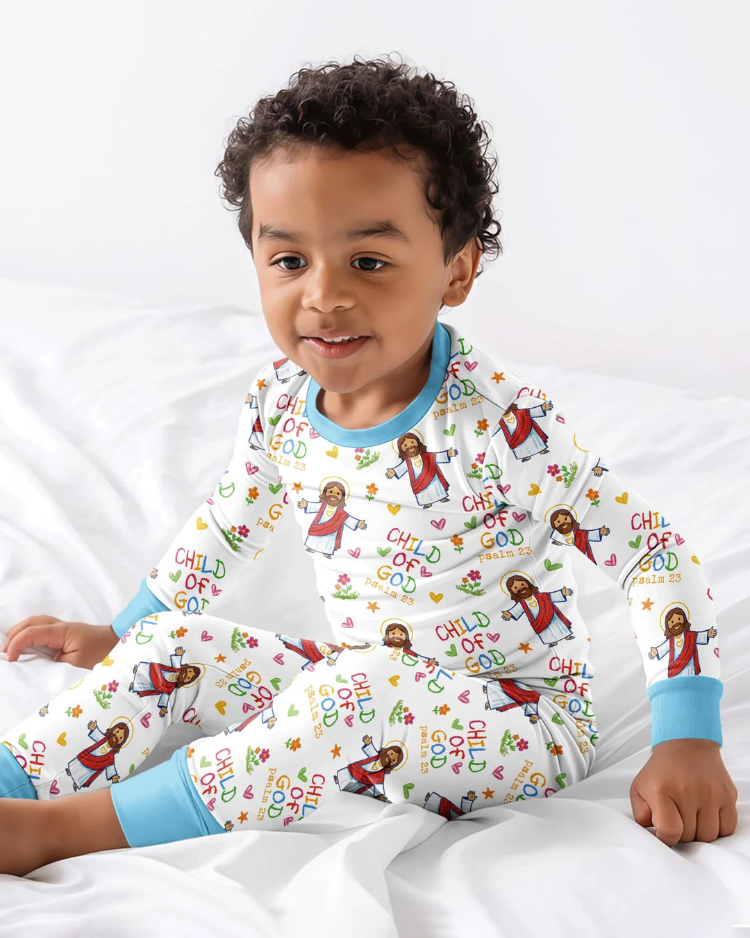Jesus Loves Me Bamboo Two Piece Long Sleeve Pajama Set