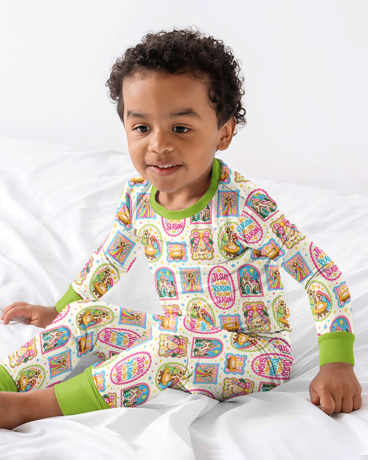 Nativity Jesus Is The Reason Bamboo Two Piece Long Sleeve Pajama Set