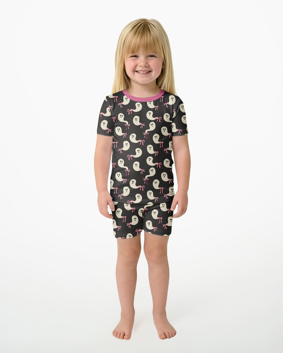 Little Ghosts Bamboo Two Piece Short Sleeve Shorts Pyjamas Set For Halloween