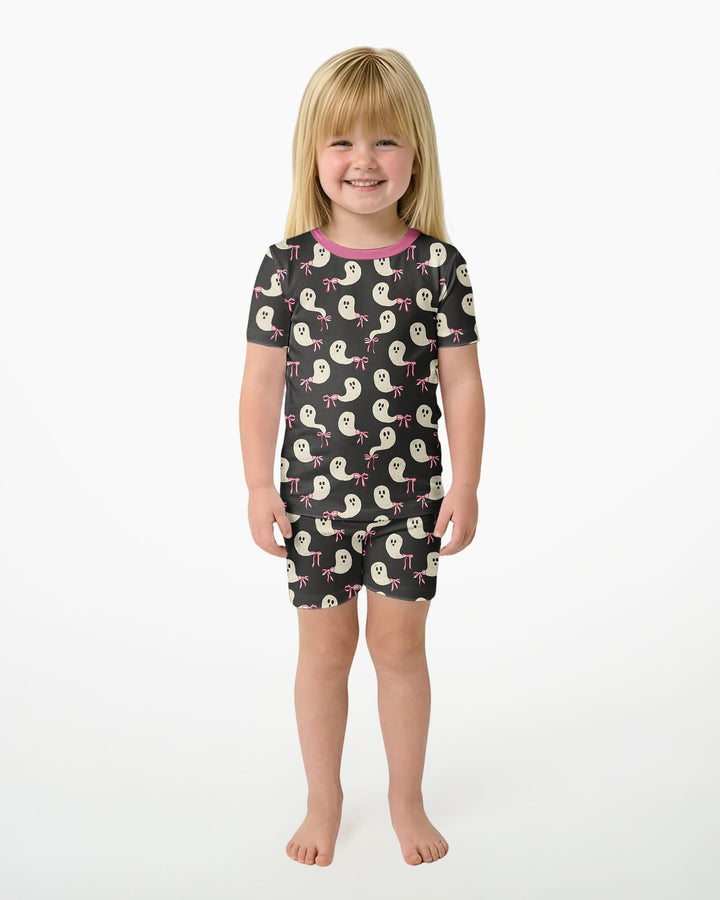 Little Ghosts Bamboo Two Piece Short Sleeve Shorts Pyjamas Set For Halloween