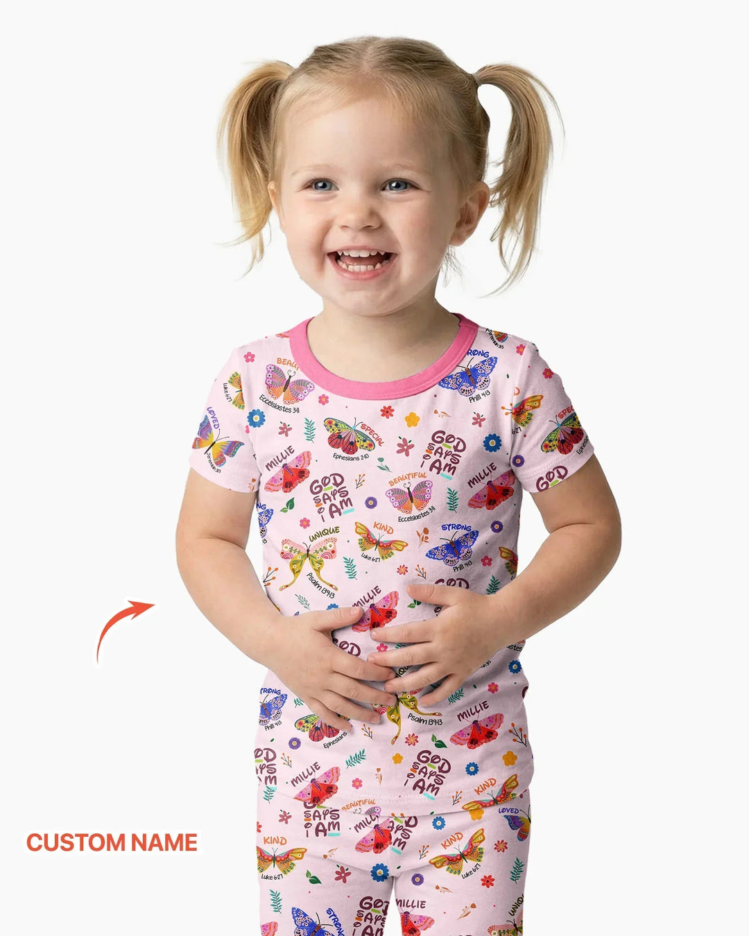 Custom Name God says I am Butterfly Bamboo Two Piece Short Sleeve Pyjamas Set