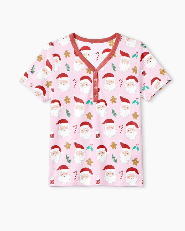 Christmas Sweet Santa Bamboo Women Short Sleeve Short Pajama Set