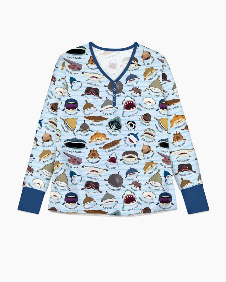 Shark Faces Bamboo Women Pajama Set