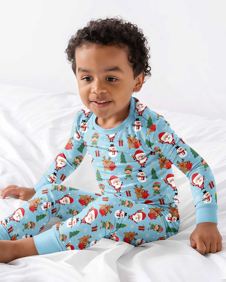 Jolly Holiday Friends Bamboo Two Piece Long Sleeve Pajama Set