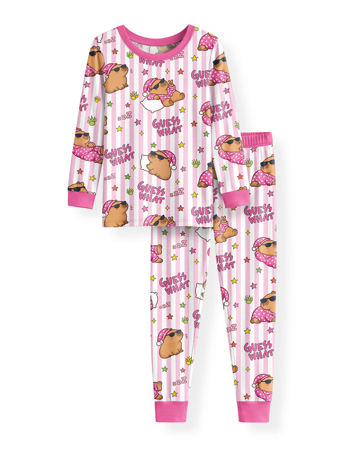 Sleepy Capybara Bamboo Two Piece Long Sleeve Pajama Set