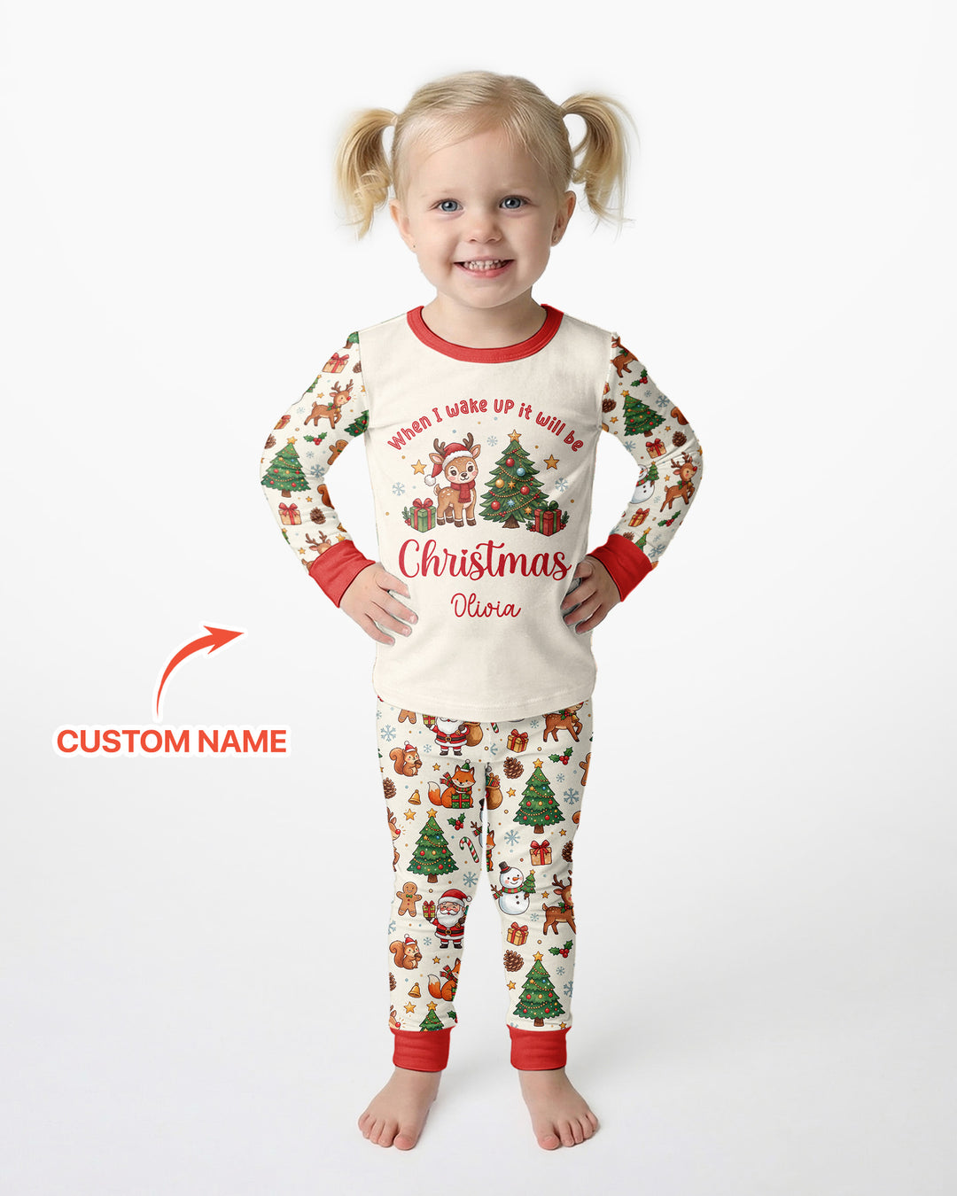 Custom Name When I Wake Up It's Will Be Christmas Bamboo Two Piece Long Sleeve Pajama Set