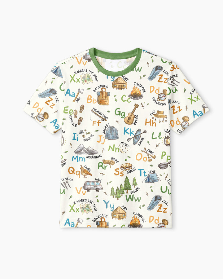 Adventure Alphabet ABCs Summer Camp Bamboo Men Short Sleeve Short Pajama Set