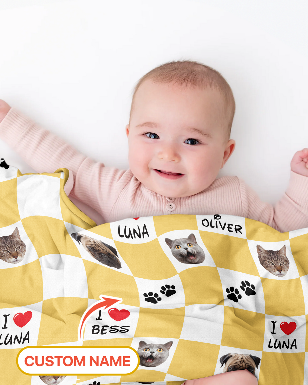 Custom Photo I Love My Best Friend Dog/Cat Bamboo Blanket