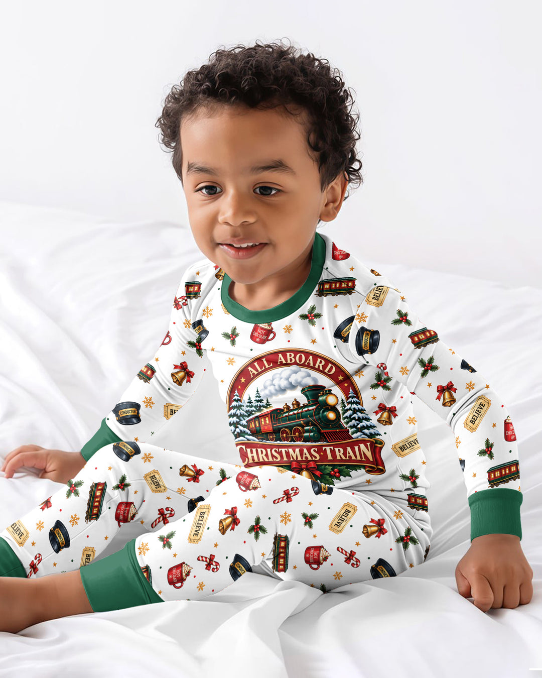 All Aboard Christmas Express Bamboo Two Piece Long Sleeve Pajama Set
