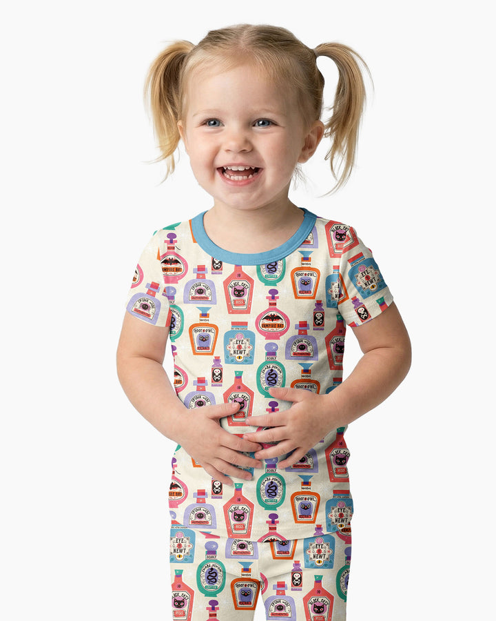 Retro Halloween Potions Bamboo Two Piece Short Sleeve Pajama Set