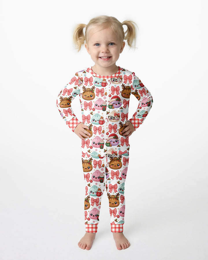 Merry Glitter Dumpling Bamboo Two Piece Long Sleeve Pajama Set