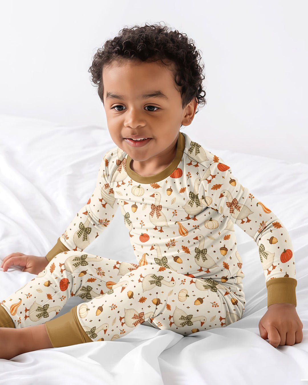 Vintage Fall Geese Bamboo Two Piece Long Sleeve Pajama Set