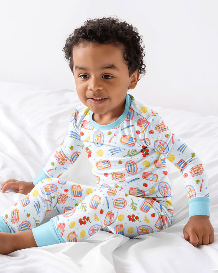 Preppy Sardines Bamboo Two Piece Long Sleeve Pajama Set