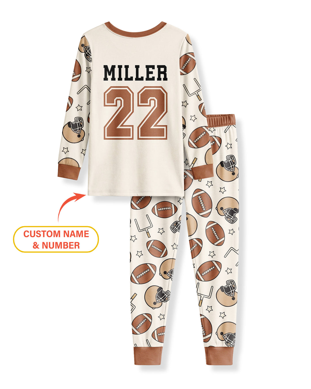 Personalized Football Brother's Biggest Fan Bamboo Two Piece Long Sleeve Pajama Set