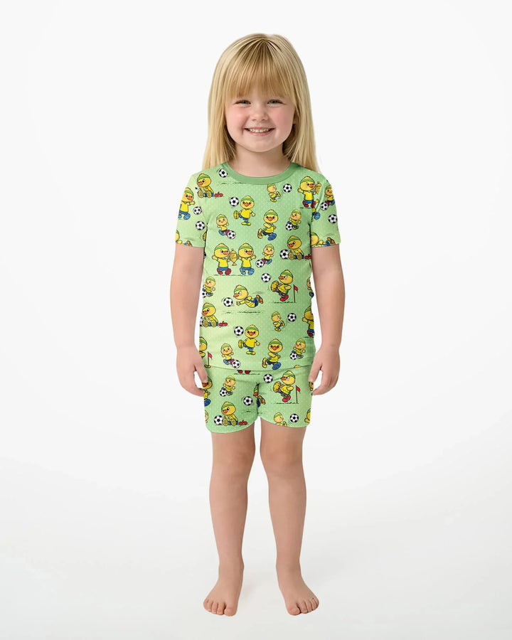 Brasil Soccer Fan Family Matching Bamboo Two Piece Short Sleeve Shorts Pajama Set
