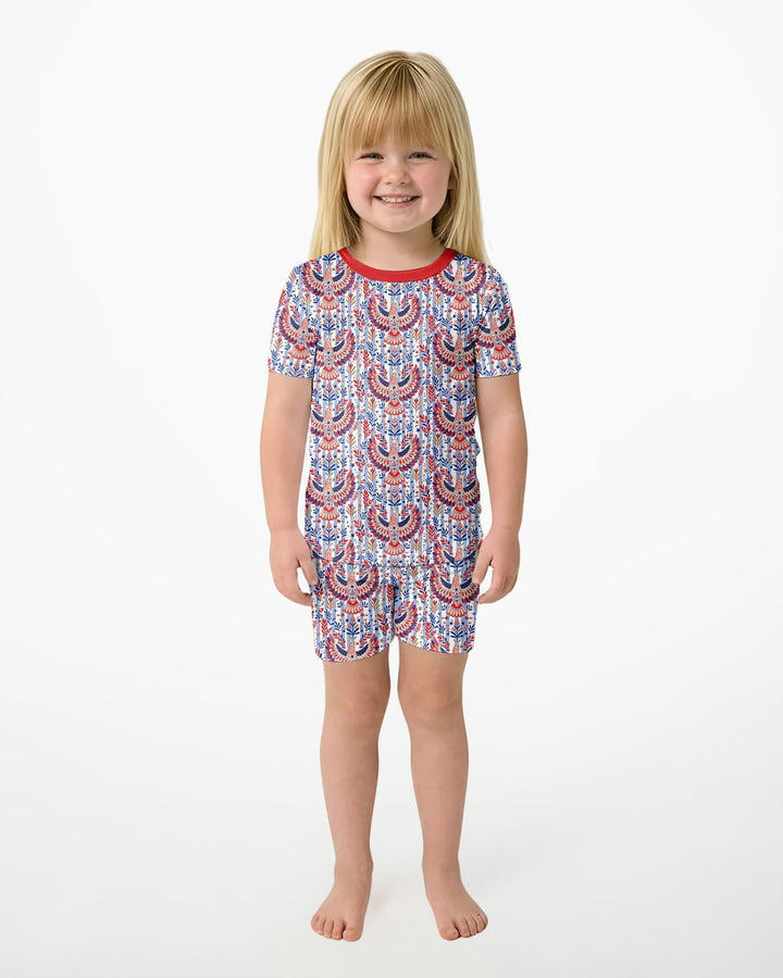 Patriotic Eagle Bamboo Two Piece Short Sleeve Shorts Pajama Set