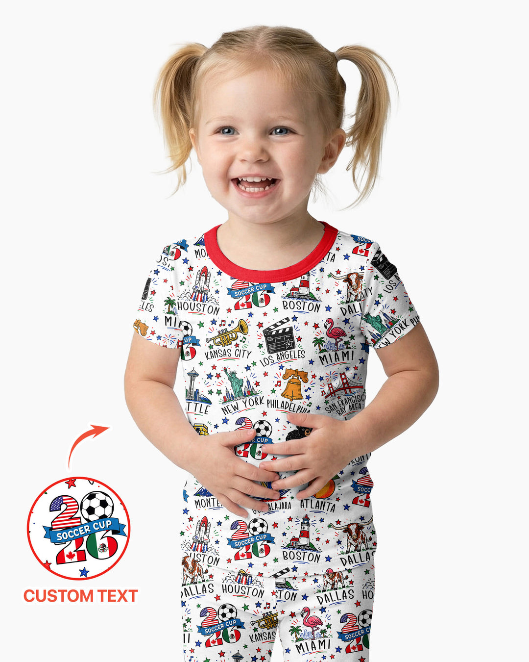 2026 Soccer Cup Host Citties Bamboo Two Piece Short Sleeve Pajama Set