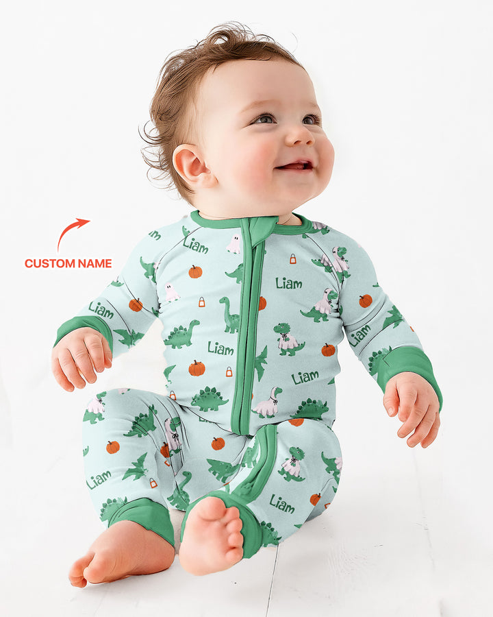 Custom Name Spooky Dinosaur Halloween - Personalized Bamboo Convertible Zippy
