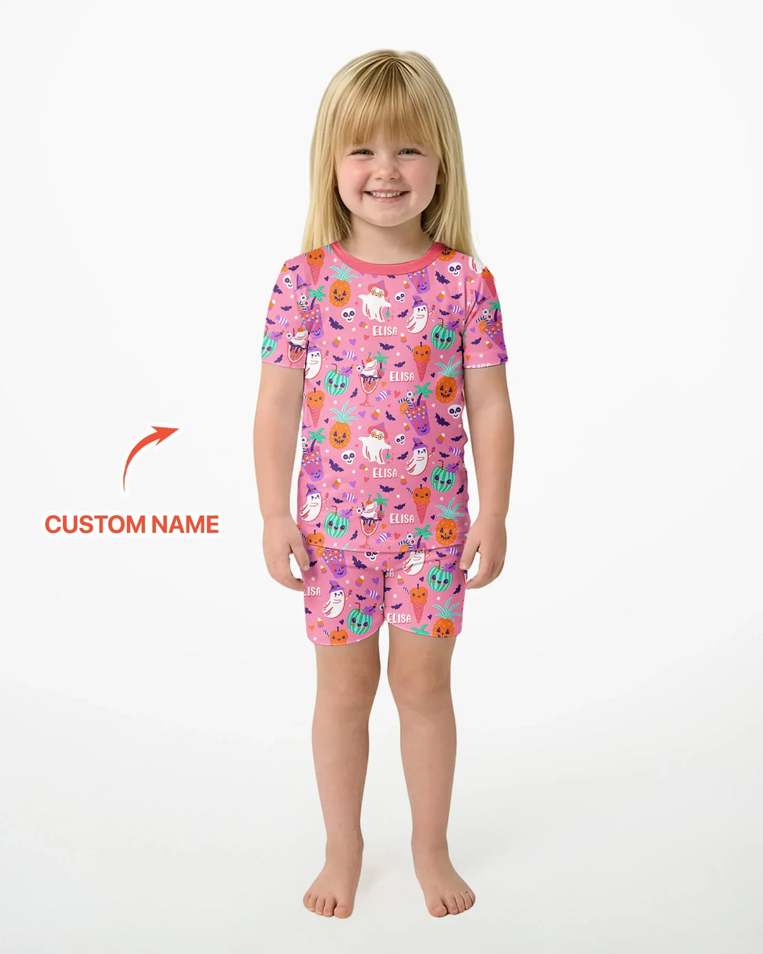 Summerween Doodles Bamboo Two Piece Short Sleeve Shorts Pajama Set