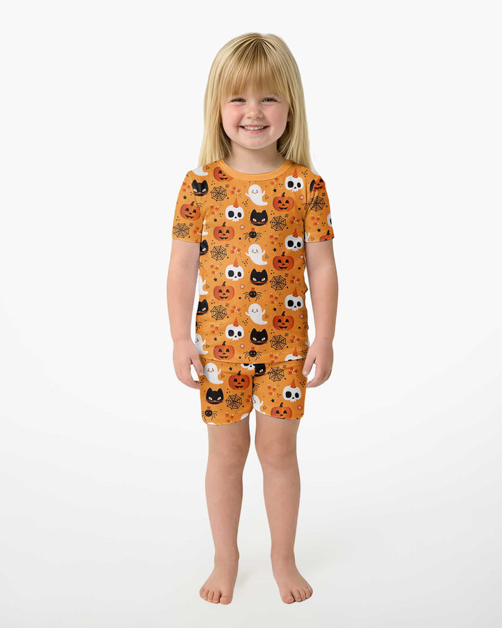 Halloween Party Bamboo Two Piece Short Sleeve Shorts Pajama Set