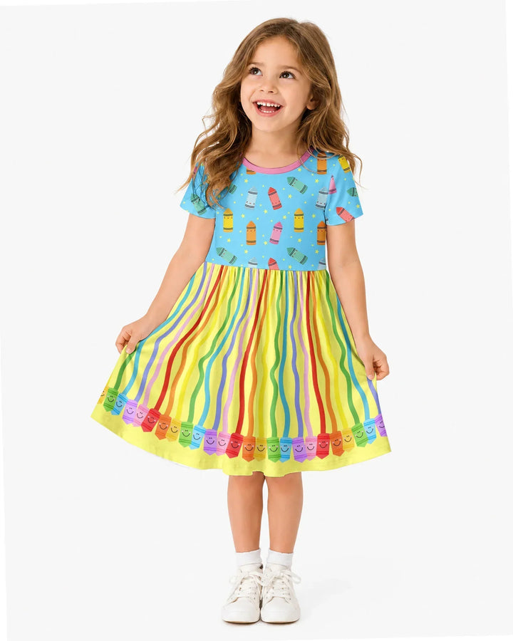 Happy Crayon Friends Bamboo Twirl Dress