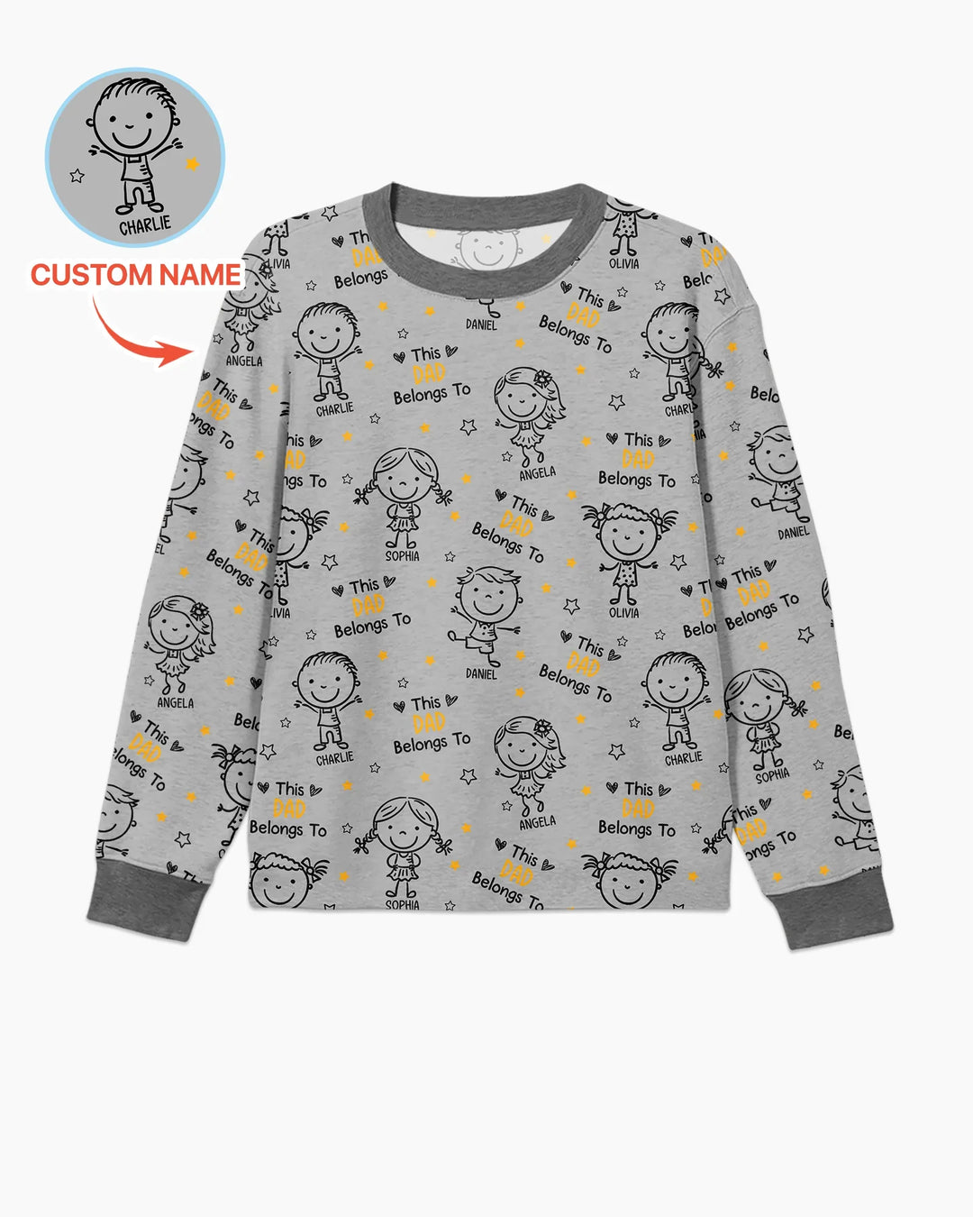 Custom Name This Dad Belongs To Doodle Bamboo Men's Pajama Set