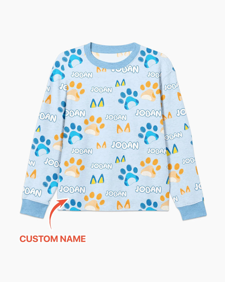 Custom Name Favourite Blue Dog Family Matching Bamboo Men's Pajama Set