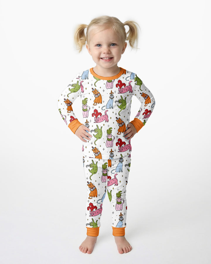 Whimsical Cats Bamboo Two Piece Long Sleeve Pajama Set