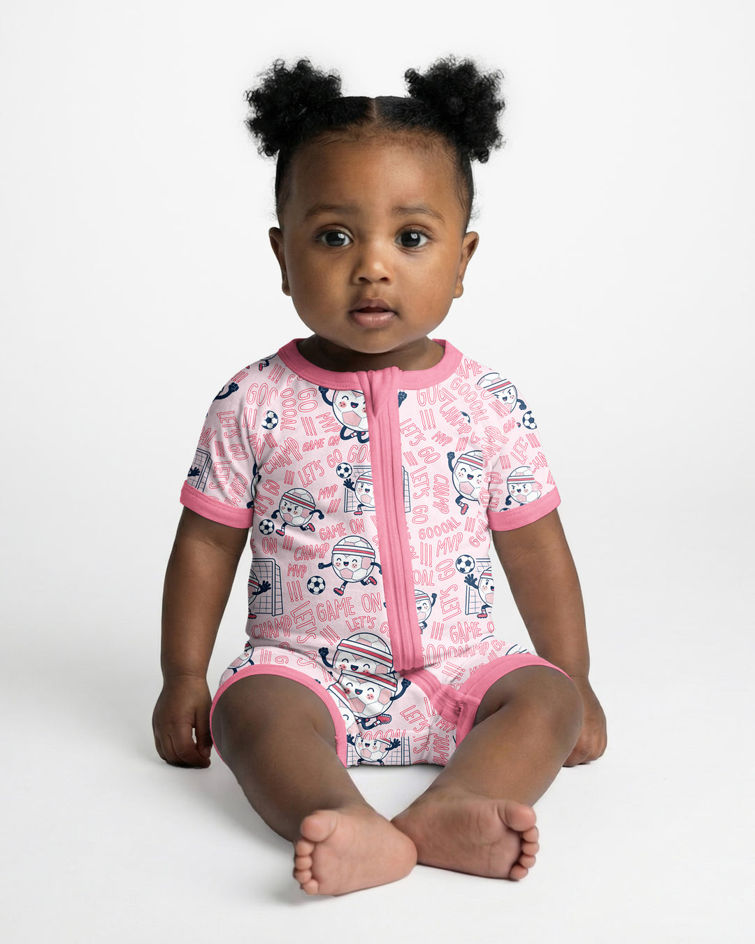 Happy Soccer Ball Family Matching Bamboo Shorty Zippy
