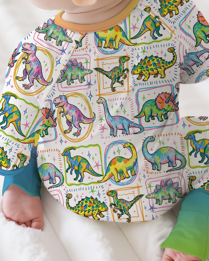 Dinosaur Colorful Stamps Bamboo Convertible Zippy