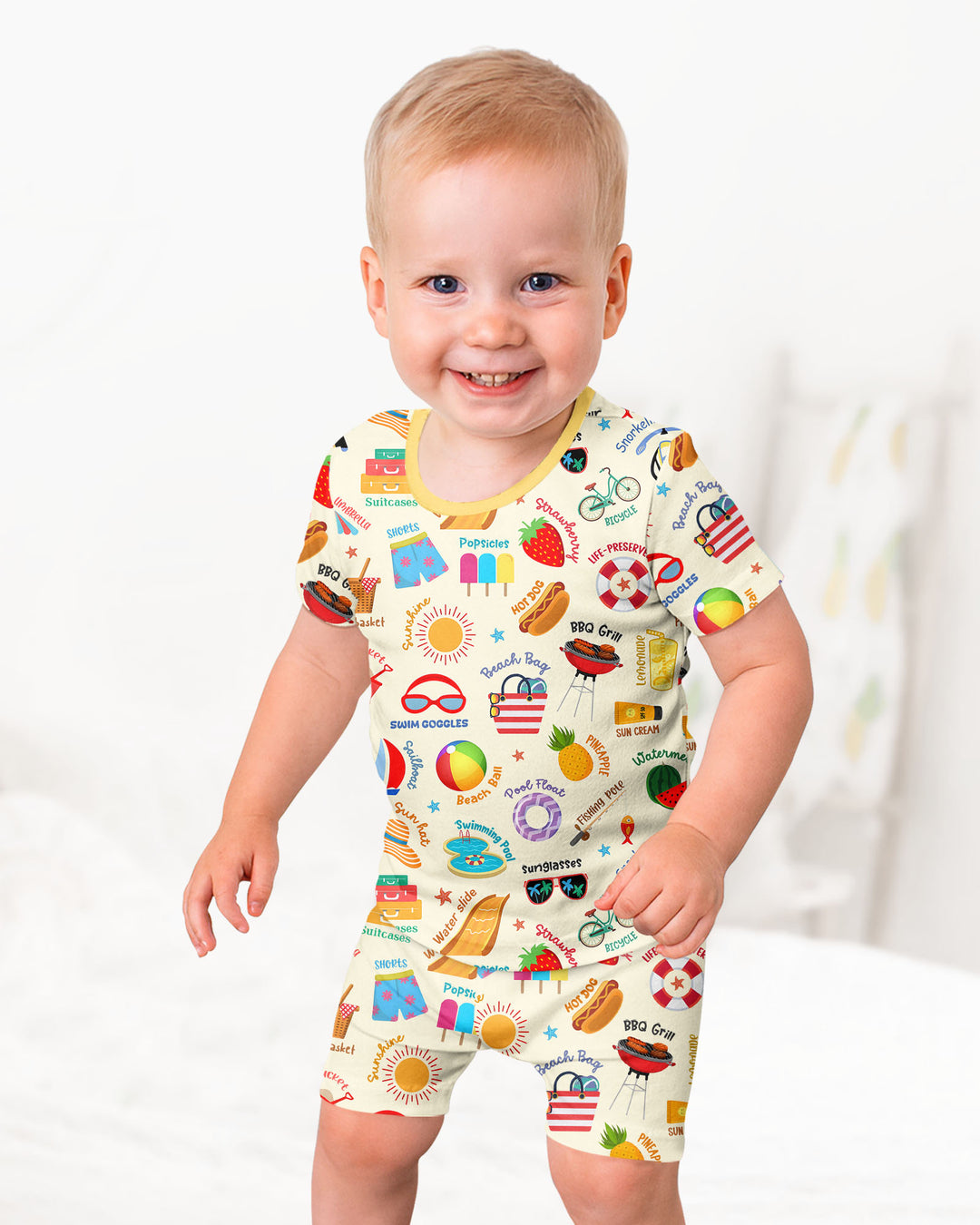 Love Summer Bamboo Two Piece Short Sleeve Shorts Pajama Set